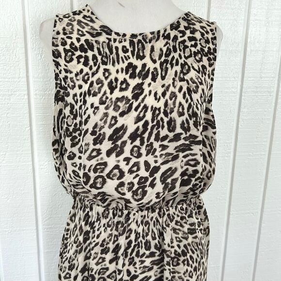 H&M Women Animal Print Sleeveless Colorblock Maxi Dress Brow Vacation Size 10 - Picture 4 of 9